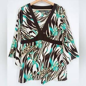 Blue Diamond Vintage Y2k Stretch Babydoll‎ Top Blouse XL